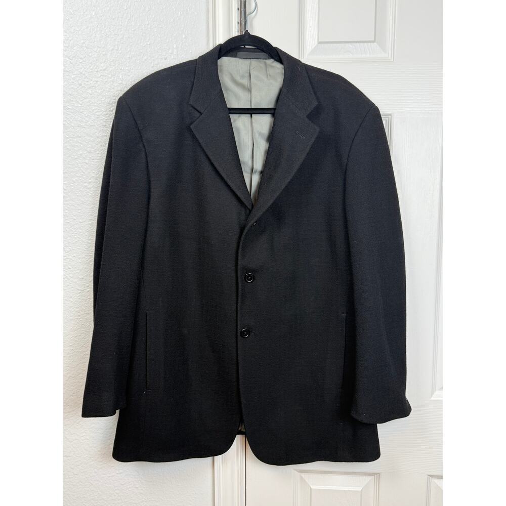 Vintage Gianni Wool Blazer Mens 44R Black Made USA Minimalist Classic